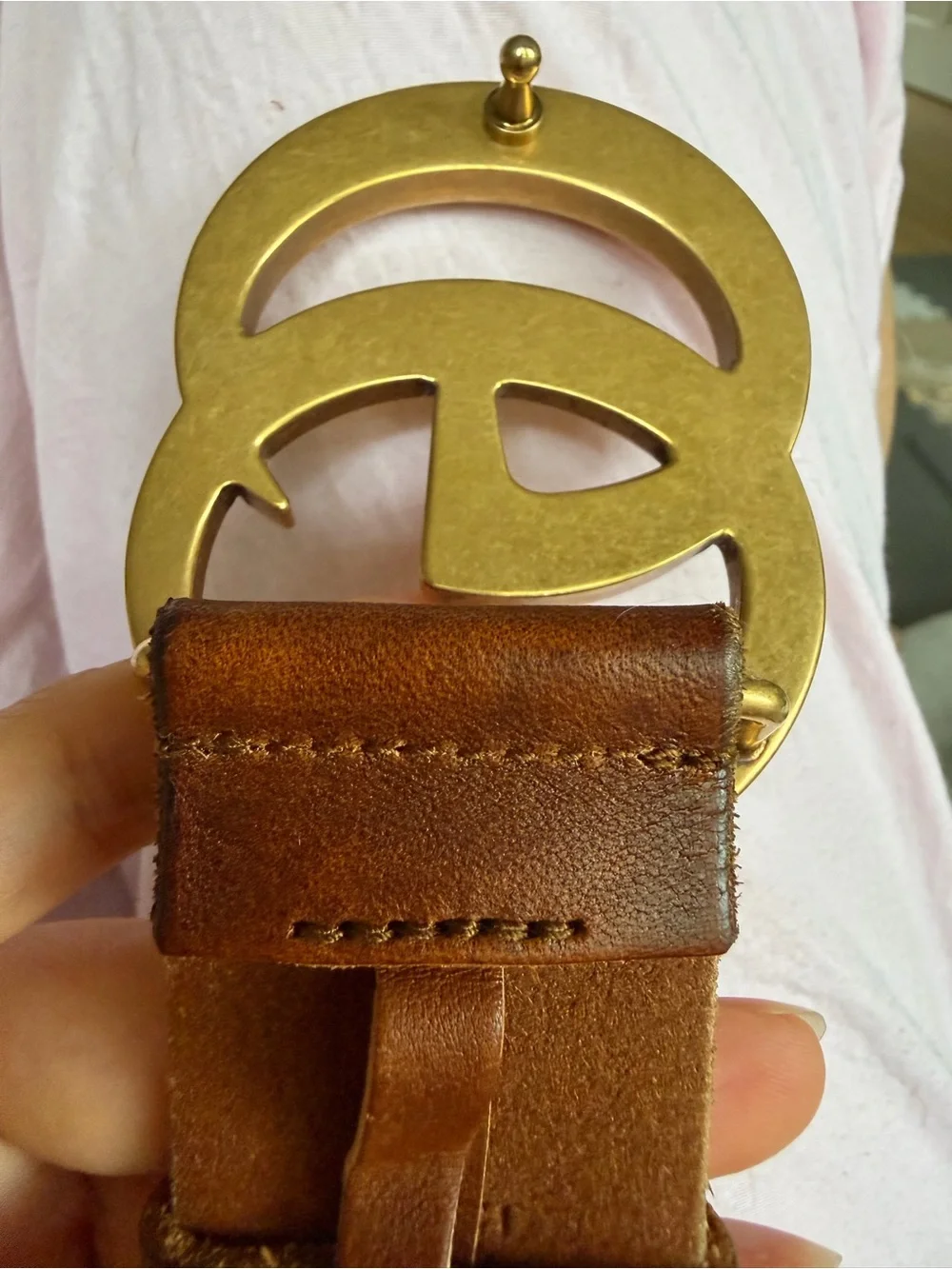 Authentic Gucci Brown Leather Double G Buckle Belt